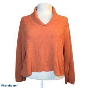 Reworked Crop Long Sleeve Orange Sweater size XL Preloved